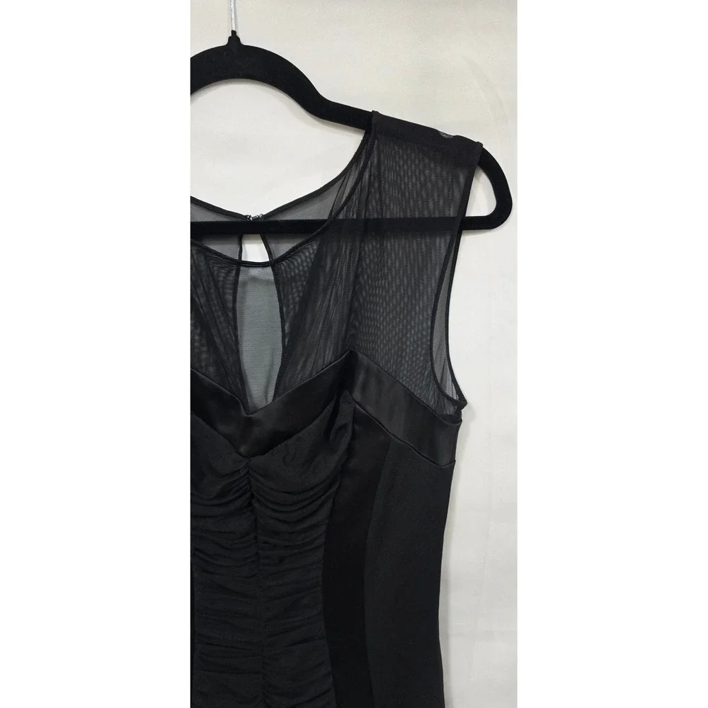 Y2K Cach's women 8 black mini dress bodycone cocktail mesh shoulders‎